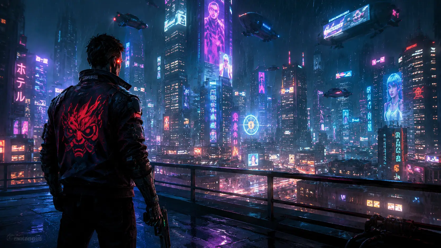 Neon city of a cyberpunk future in Cyberpunk 2077